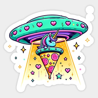 Funny Pizza Unicorn Ufo Sticker